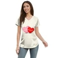 thumbnail image 3 of Valentine Day Scrubs for Women V Neck Short Sleeve Cute Workwear Love Heart Print Nursing Quick Dry Nurse Uniform with Pockets Complexion 2XL, 3 of 4