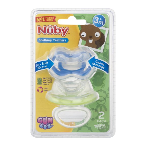 Nuby Gumeez Teether 2-Pack, Colors May Vary