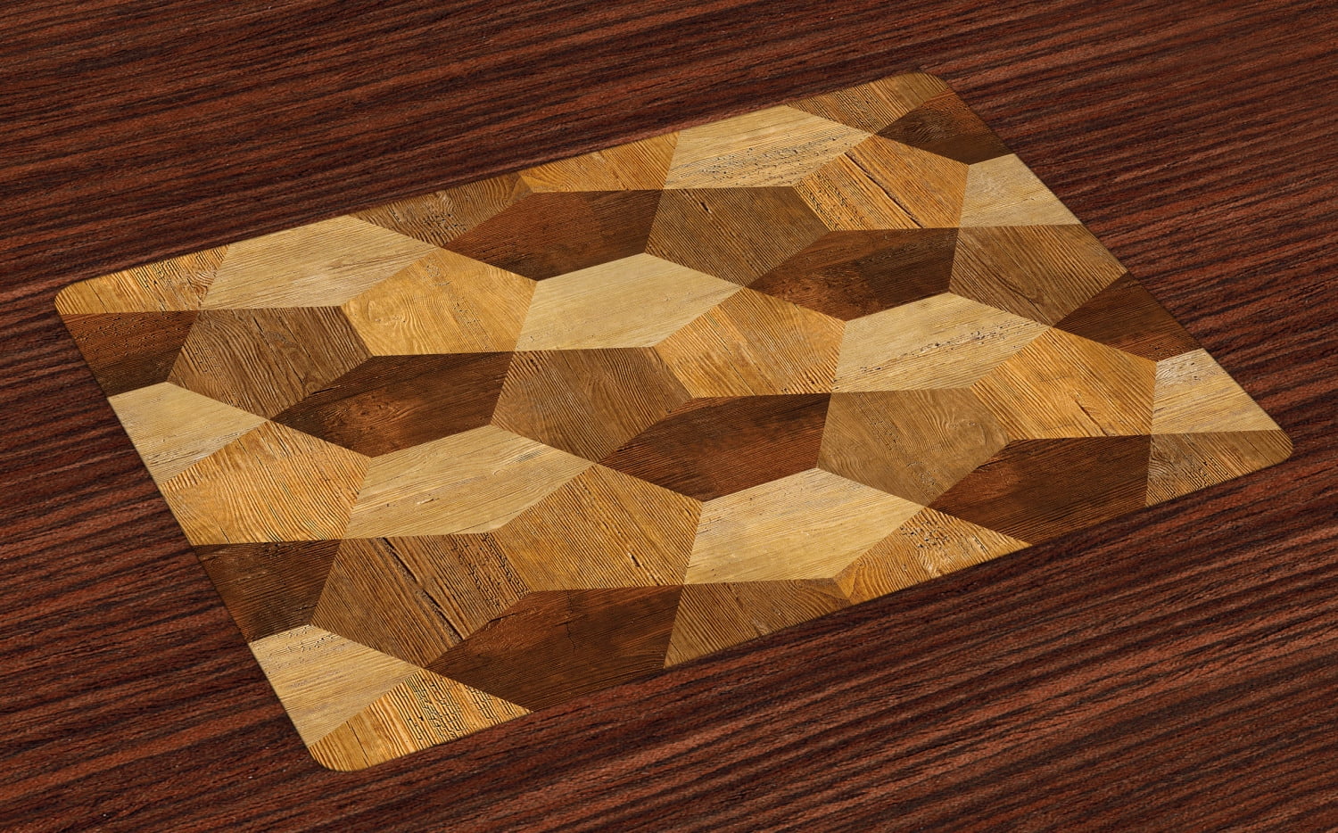 Retro Placemats Set of 4 Abstract Parquet Flooring Wooden Rustic with