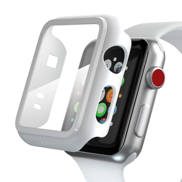 PZOZ Compatible pour Apple Watch Series 3 / Series 2 Étui avec Protecteur d'Écran 38mm Accessoires Pare-Chocs Mince Couverture Complète Couverture Rigide Mate Bordure de Défense pour iWatch Femmes Hommes GPS (Blanc)