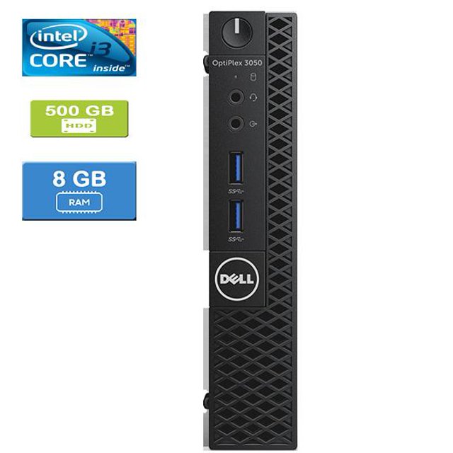 Remis à Neuf : DELL 3050 MICRO Intel Core i3-7100T 3,40 GHz, 8 Go, 500 Go HDD, Win 10 Home