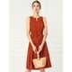 thumbnail image 3 of Vestido midi Allegra K sin mangas cuello dividido cintura con cordón estampado Rojo XS, 3 of 6