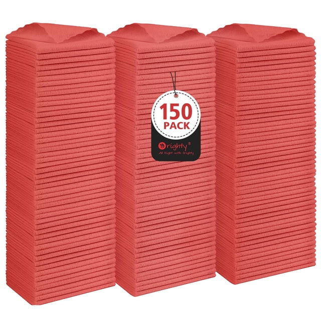 Paños de limpieza Orighty, paquete de 150 trapos de tienda, reutilizables, rojos