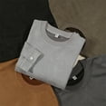 thumbnail image 3 of Kaemgyyd Long Sleeve Shirts for Men Vintage Solid Color Crew Neck Casual Tops Suede Fall Winter Warm Tee Clothes, 3 of 3