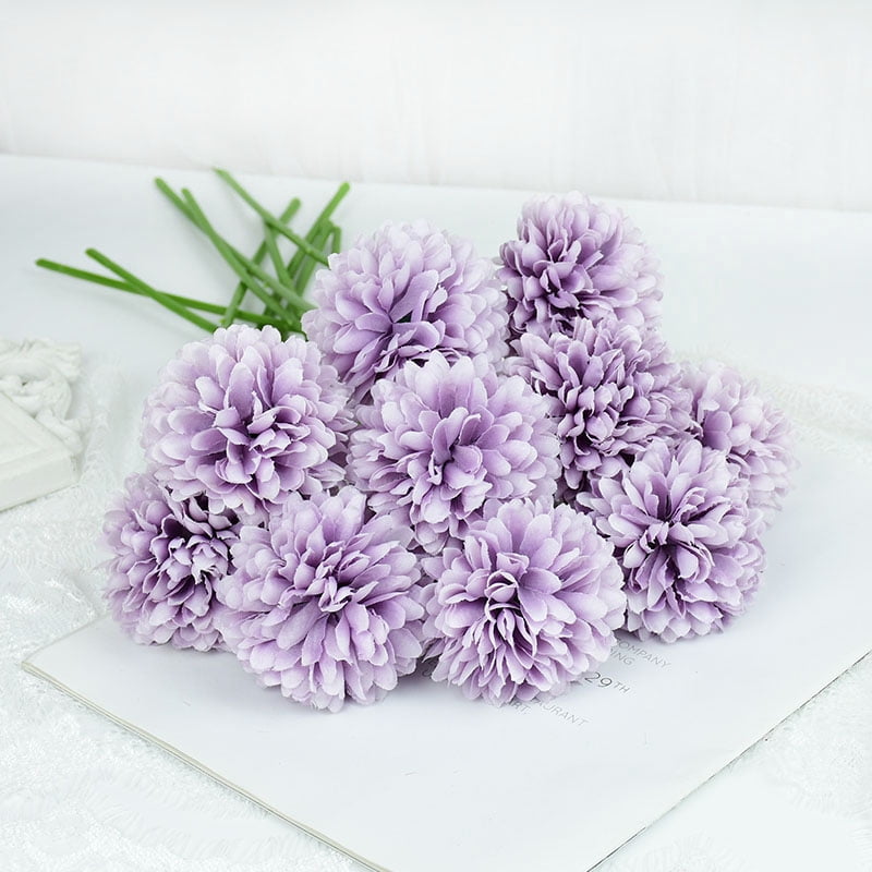 10 Heads Artificial Chrysanthemum Silk Cloth Flowers Wedding Dinner Table Decor 