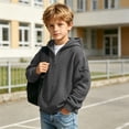 thumbnail image 4 of Iyufng Quarter Zip Hoodies for Boys Waffle Texture Ribbed Cuff & Hem Relaxed Fit Daily School Long Sleeve Pullover Sweatshirt, 4 of 9