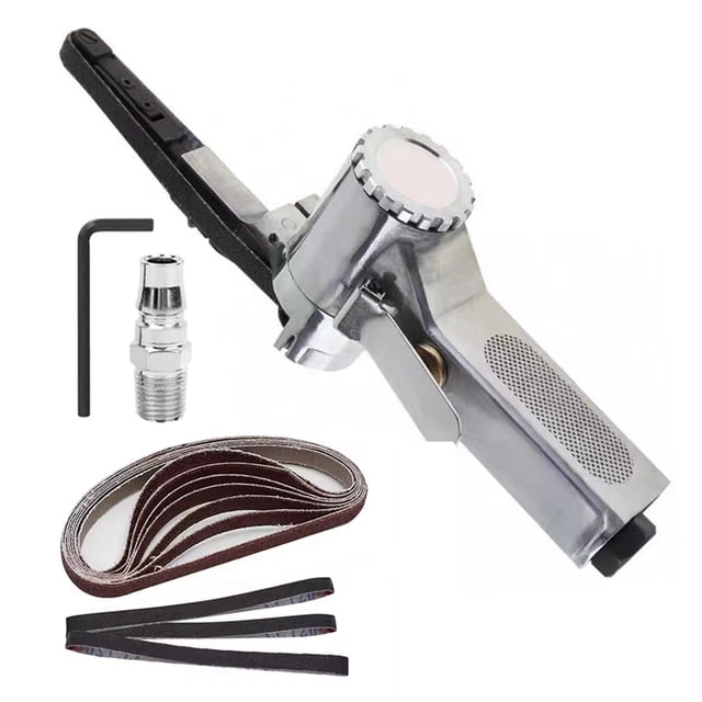 Pneumatic Mini Air Belt Sander Set for Woodworking and Metal Working, Handheld Angle Grinder Tool