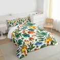 thumbnail image 3 of Homewish Colorful Mushroom Full Size Comforter Sets,Tropical Botanical Plam Bedding Comforter Set,Green Orange Beige Bedding Sets For Girls Teens,Ultra Soft Home Decor,3-Piece, 3 of 8