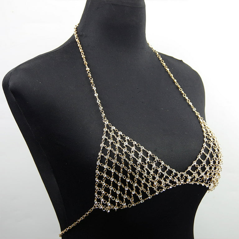 ✪ Sexy Bra Chains Crystal Waist Chain Rhinestone Body Chain Bikini Top Bra  Chain Gold Body Jewelry for Women and Girls 