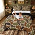 thumbnail image 3 of meiyoeat Woodland Camo Dinosaur Full Size Comforter Sets for Kids Boys, Cartoon Dino Wildlife Bedding Comforter Set, Brown Green, Black Reversible, 3pcs, 1 Comforter and 2 Pillowcases, 3 of 6
