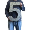 thumbnail image 5 of Huge 20" Metal Number Five 5" Wall Decor, Silver with Rusted Edges, Galvanized Wall Mountable Decoration for Country, Mid-Century, or Farmhouse Themed Room or Event, 5 of 6