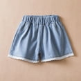 thumbnail image 6 of FNFYFH Denim Shorts for Girls Elastic Waisted Short Pants with Pockets Kids Summer Bottoms Blue, 6 of 8