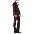 thumbnail image 3 of Ferrecci Men's Reno Burgundy Slim Fit Shawl Collar Lapel 2 Piece Tuxedo Suit Set - Tux Blazer Jacket and Pants (52 Regular), 3 of 8