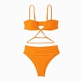 thumbnail image 4 of Sngxgn Bikini Set for Women Bathing Suit High Waisted V Neck Two Pieces Swimsuit(Orange,L), 4 of 5