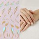 thumbnail image 3 of 12 hojas de pegatinas para decoración de uñas con línea brillante francesa, pegatinas para uñas con rayas onduladas y curvas de Metal dorado, 3 of 5