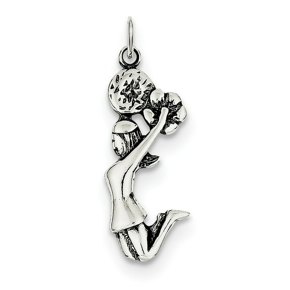 Sterling Silver Antiqued Cheerleader Charm