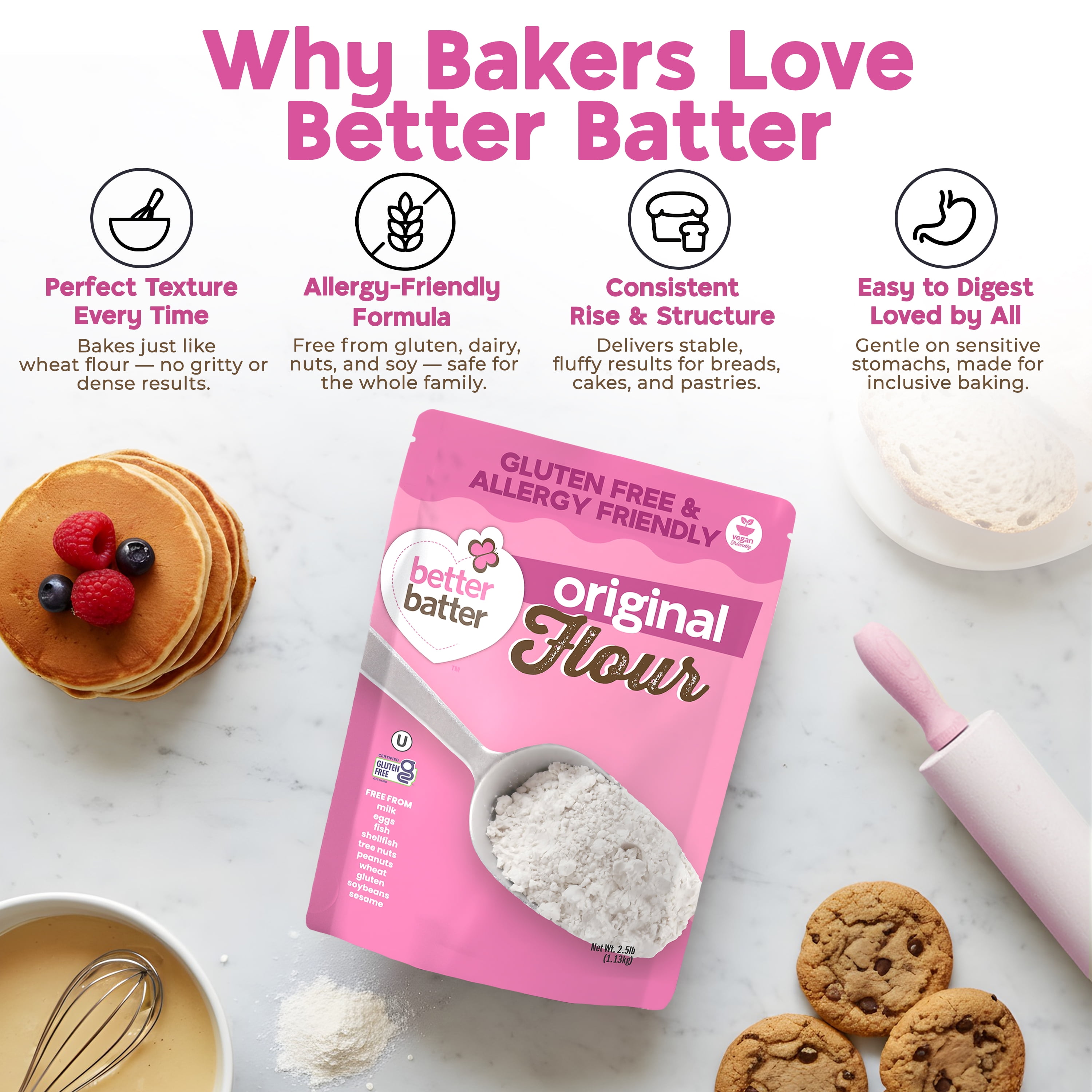 Better Batter All Purpose Gluten Free Flour 2.5 lb, Vegan, Kosher, Non-GMO