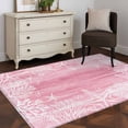 thumbnail image 3 of Pink Coastal Area Rugs 2.7'x5', Washable Small Throw Rugs for Kitchen Bedroom, Summer Ocean Sea Ombre Starfish Corals Indoor Outdoor Rug Non-Slip Low Pile Carpet Runner Reversible Floor Mats, 3 of 8