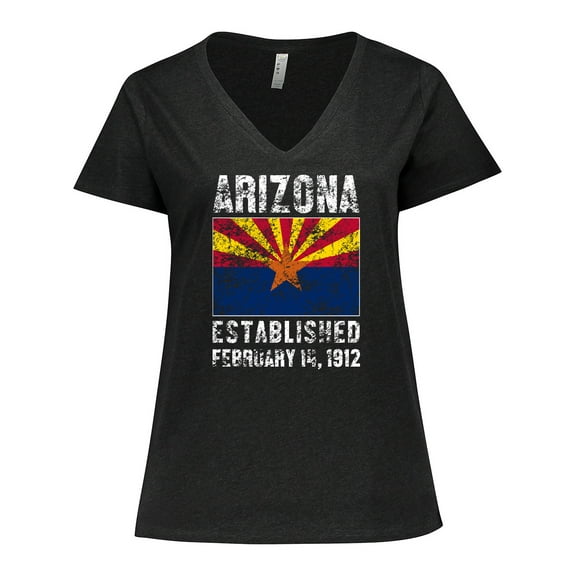 Inktastic Established February 14, 1912 Arizona Flag Women's Plus Size V-Neck T-Shirt