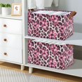 thumbnail image 2 of Yayeee Foldable Storage Basket for Shelves Set of 2 Waterproof Cloth Bins with Handles, Pink Floral Leopard Pattern, 2 of 7