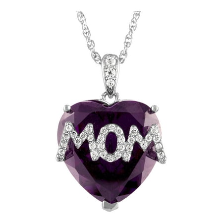 Believe by Brilliance Silver Plated Simulated Amethyst and CZ Heart Pendant Necklace