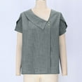 thumbnail image 5 of Wensltd Summer Plus Size Tops Women Stripe Linen Button Short Sleeve, 5 of 9