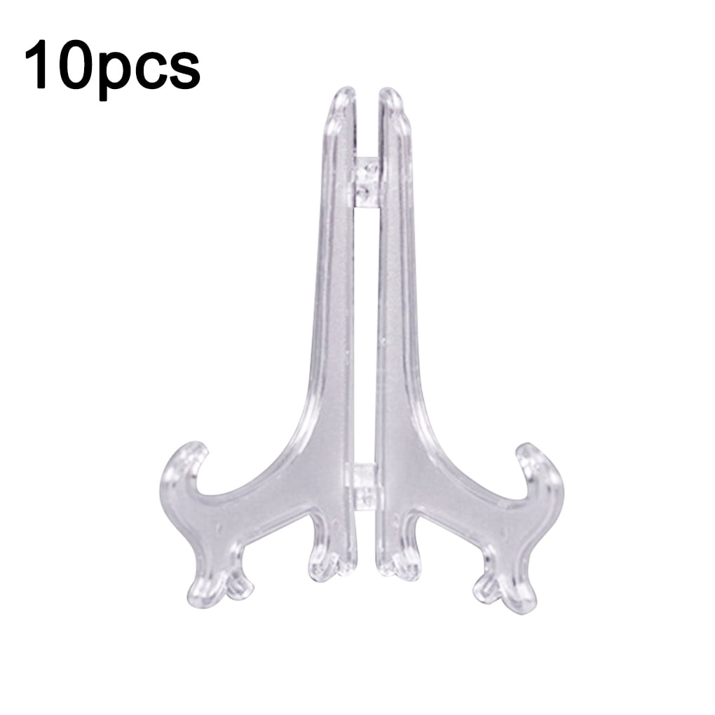 3Pcs Foldable Clear Plastic Plate Dish Display Stand Picture Frame Easel Holder 