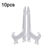 SANAG 10pcs Clear Plastic Easels Plate Holders Display Dish Rack Picture Frame Photo Book Pedestal Stand