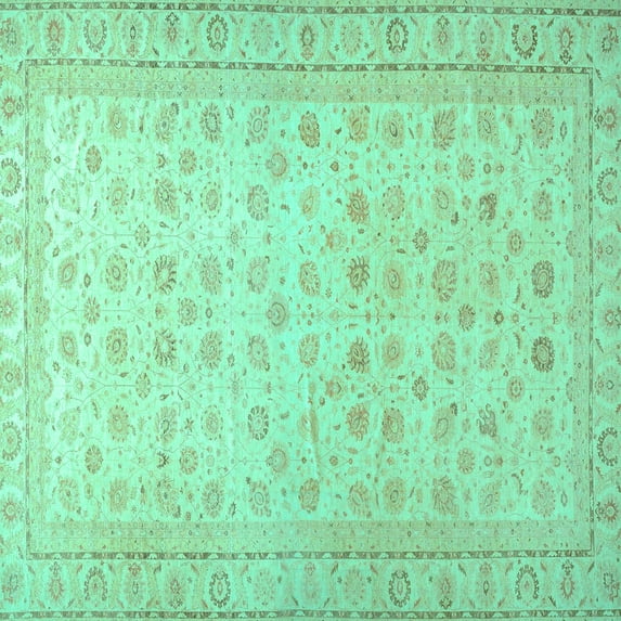 Ahgly Company Indoor Square Oriental Turquoise Blue Traditional Area Rugs, 4' Square