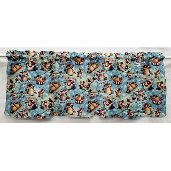 Christmas Snowman Valances by Penny's Needful Things (Two Valance Panels 18 inches Long UNLINED)