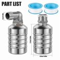 thumbnail image 3 of 2 Counts Water Level Control Float Valve 304 Stainless Steel Fully Automatic Mini Floating Ball Valve Auto Shut Off Water Tank Safe Water Level Controller Valve Upper/Side Water Intake, 3 of 8