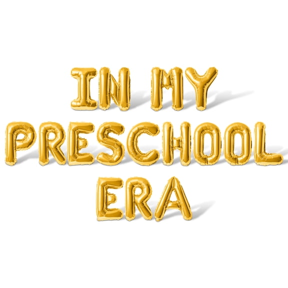 Letter Balloons - IN MY PRESCHOOL ERA 16" Inch Alphabet Letters Foil Mylar Balloon Graduation Party Banner (Gold)