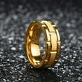 thumbnail image 3 of Wedding Rings for Men. 8mm Yellow Gold Brick Pattern Tungsten Wedding Band, 3 of 7