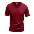 thumbnail image 6 of Fznquz Big and Tall Shirts Men Short Sleeve Red V Neck Plain Tshirts Classic Casual Mens Tshirt L, 6 of 9