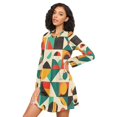 thumbnail image 3 of FORMRS Womens Long Sleeve Nightgowns Crew Neck Sleep Shirt Soft Pajamas Sizes S-3XL, Beige Geometric, 3 of 8