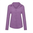 thumbnail image 6 of vigerkar Linen Shirts for Women Summer Long Sleeve Lapel Button Down Shirt Lightweight Tops Loose Casual Blouses Clothes Purple, 3XL, 6 of 8