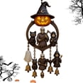 thumbnail image 5 of OIUR Halloween Gothic Wind Chime Spooky Bell Chime with Carved Pumpkin Lantern Ghost Grim Reaper Black Cat for Porch Lawn Window Decor, 5 of 7