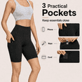 thumbnail image 3 of CAMBIVO Biker Shorts for Women with Pockets, High Waisted Workout Yoga Shorts, Squat Proof 4-Way Stretch Athletic Shorts for Gym Running Volleyball, Black, 3 of 9