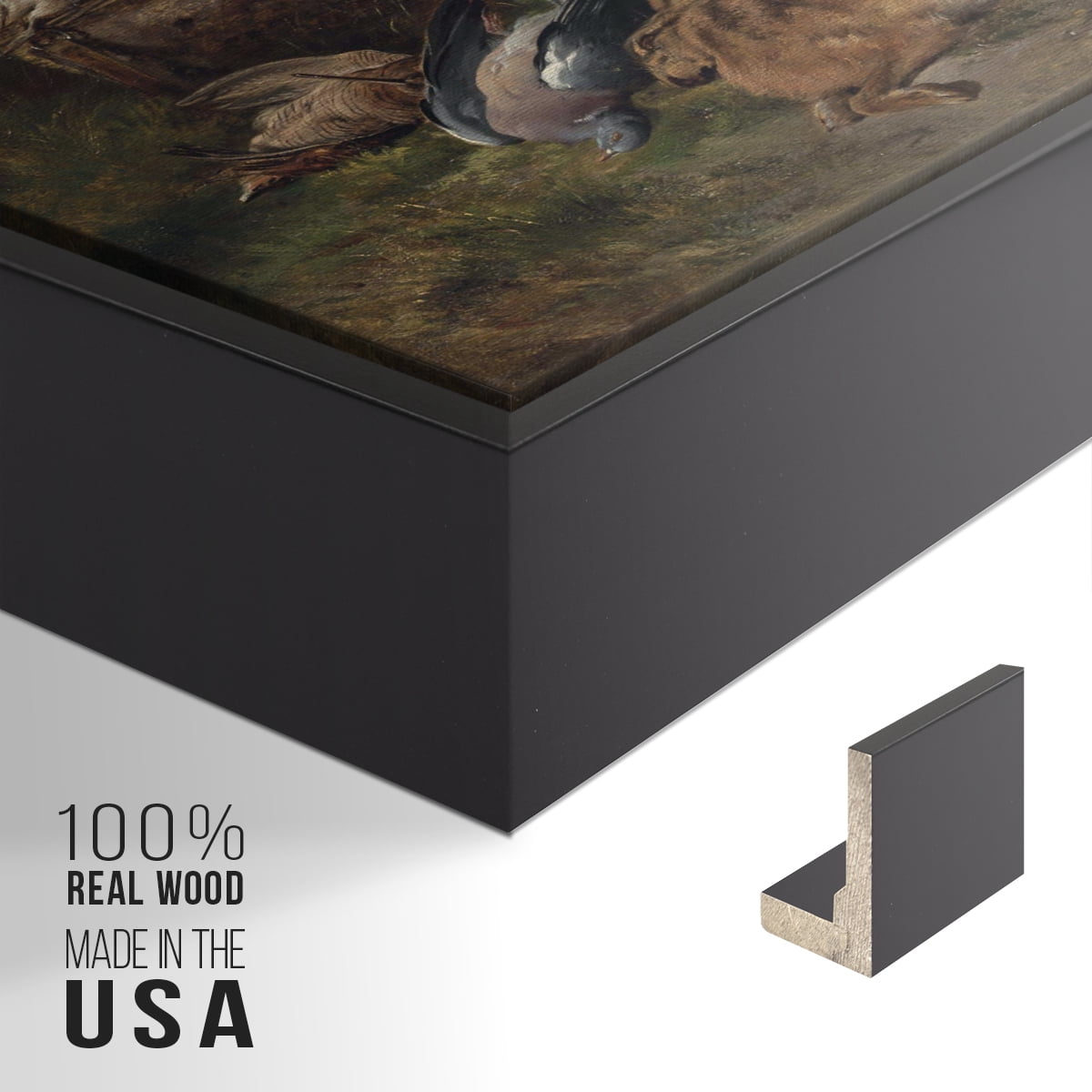 Vintage Animal Print-XIV By Wexford Home Framed in Black Wood Gallery Wrapped Canvas 27 in. x 41 in.