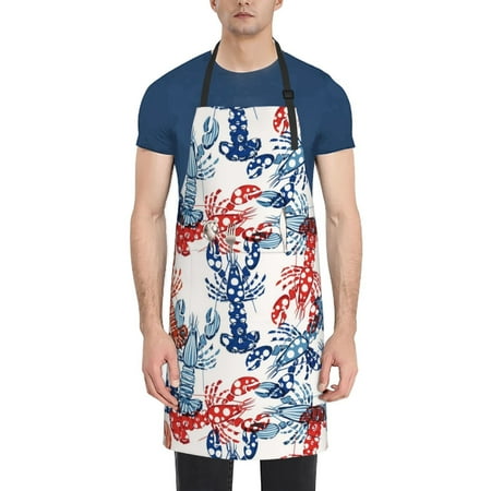 

Vsdgher Red Lobster Waterproof Apron with 2 Pockets Kitchen Chef Aprons Bibs for Grooming Cooking Baking Painting Gardening