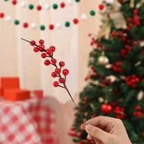 Artificial Red Berry Picks for Christmas Decorations 5 Pack Floral Arrangements Vase Fillers Party Decor Festive Greenery Stems(Red-B)