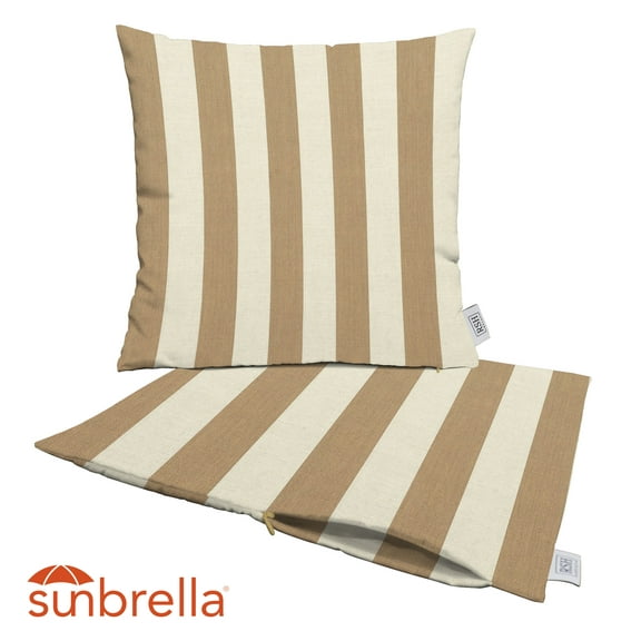 RSH Decor: Sunbrella Pillow Covers Set of 2 | 17" x 17" Square Covers | Weather-Resistant Sunbrella Fabric | Maxim Heather Beige