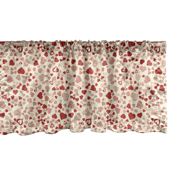 Ambesonne Vintage Valentine Valance Pack of 2, Romantic Beauty, 54"X18", Cream and Vermilion
