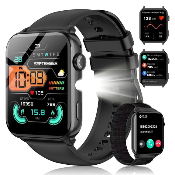 Blackview 1.91" Men Women's Smartwatch,with Answer/Make Calls/100 Sports Modes/AI Voice,IP68 Waterproof,Fitness Tracker fits for Android iPhone,Black