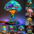 thumbnail image 3 of Stained Glass Plant Table Lamp 5.9" Colorful Mushroom Table Lamp Bedside Night Light For Bedroom Living Room Home Office Decor, 3 of 9