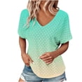 thumbnail image 3 of Giftesty Blouses for Women Dressy Casual Women's Fashion Solid Color Short-sleeved V-neck Loose Casual Tops, 3 of 8