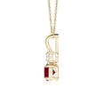 thumbnail image 2 of ANGARA Natural Round Ruby and Diamond Two Stone Pendant in 14K Yellow Gold for Women (Size-5mm) | July Birthstone, Birthday, Anniversary, Jewelry Gift for Women | Natural Ruby Necklace, 2 of 7