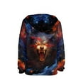 thumbnail image 2 of Xoenoiee Hooded Sweater for Kids Long Sleeve Hoodies Pull-Over Sweater Fall Winter Clothing with Front Kangaroo Pocket for Workout Travel, Galaxy Wolf Pattern, L, 2 of 7