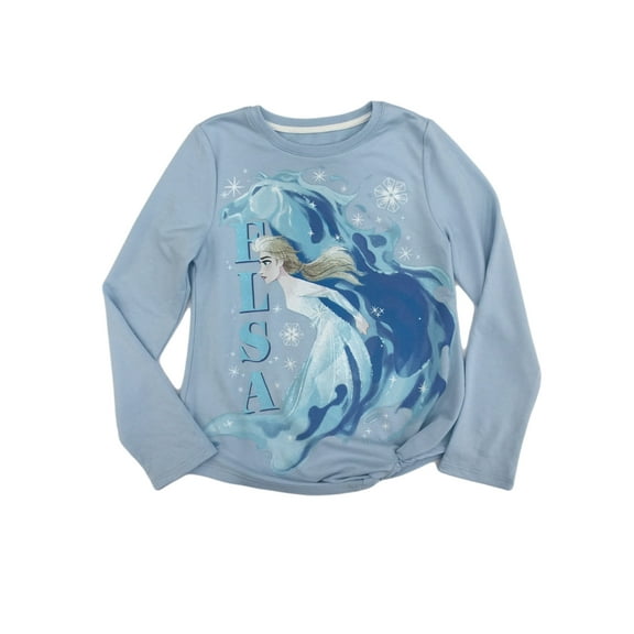 Frozen 2 Blue Elsa & Water Spirit Horse Nokk Long Sleeve Knotted Shirt Large