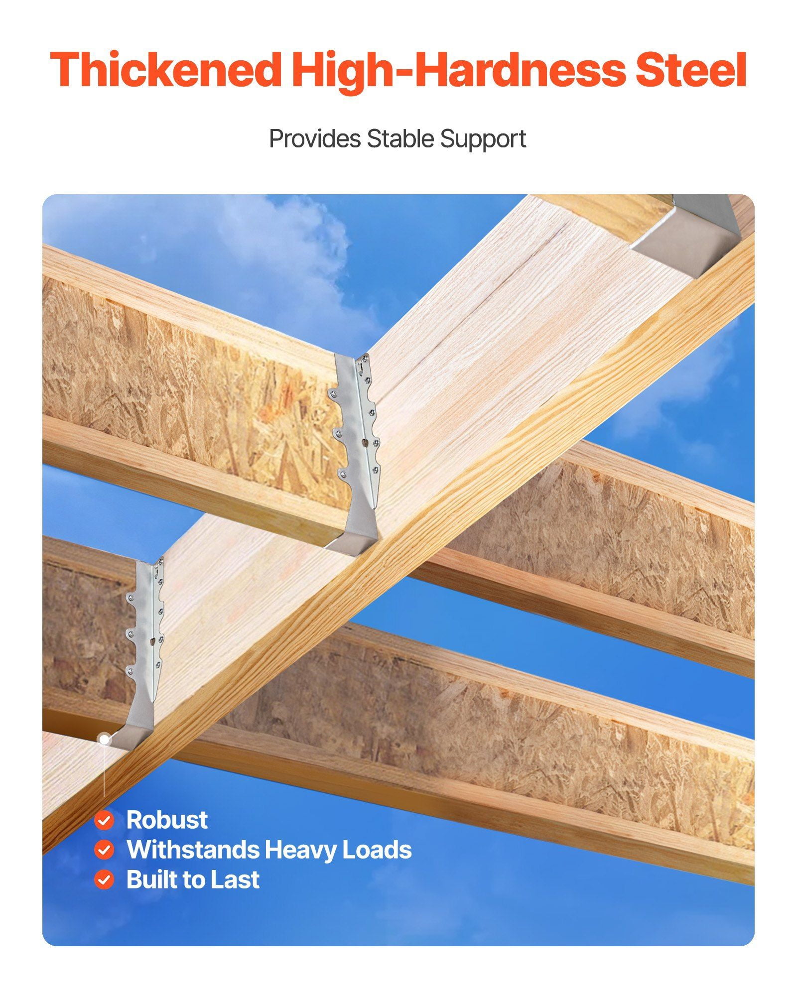 Face-Mount Joist Hanger, 1.57x1.50x7.83 in (40x38x199 mm), 50 Pcs, Heavy Duty, Weather-Resistant, Easy Installation for Roof, Deck, and Floor Support
